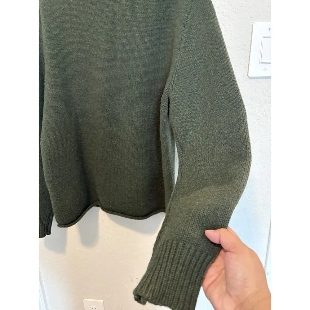 J. Crew Oarsman 100% Lambswool Mens Rollneck Sweater Size Large Fisherman Green